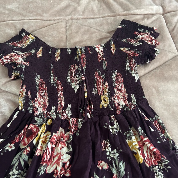 Torrid purple floral sun dress with ruching size 0 - Picture 3 of 4
